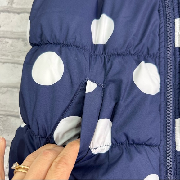 Gymboree Girls Navy White Polka Dot Sleeveless Zippered Puffer Vest - Sz M (7/8) - Picture 4 of 12
